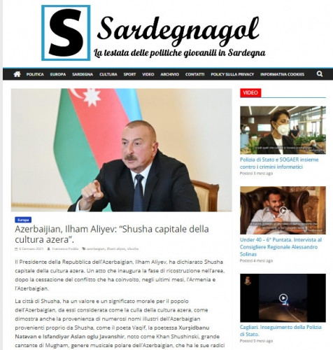 İtaliya mətbuatı Şuşanın Azərbaycanın mədəniyyət paytaxtı elan edilməsindən yazıb<font color=red> - FOTOLAR</font>