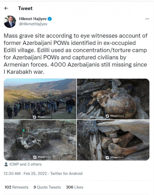 Hikmət Hacıyev: Edilli kəndi azərbaycanlı əsirlər üçün işgəncə düşərgəsi kimi istifadə edilib<font color=red> - FOTOLAR</font>