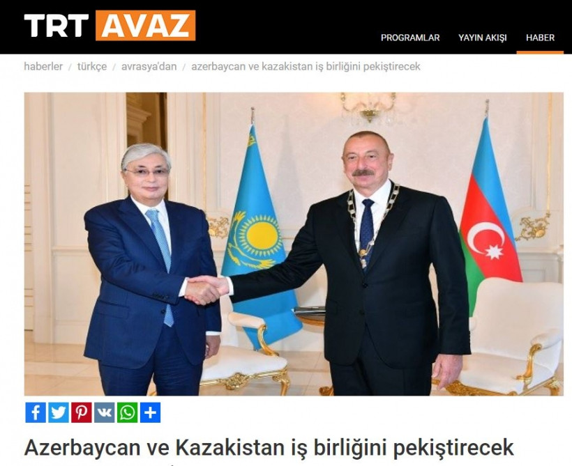 Türkiyə mediası Prezident İlham Əliyevin Qazaxıstanın “Qızıl qartal” ali ordeni ilə təltif olunmasına geniş yer ayırıb<font color=red> - FOTOLAR</font>
