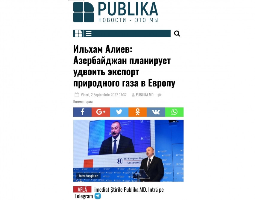 Moldova KİV-ləri Prezident İlham Əliyevin İtaliyada keçirdiyi görüşlərə, Çernobbio Forumundakı çıxışına geniş yer ayırıb<font color=red> - FOTOLAR</font>