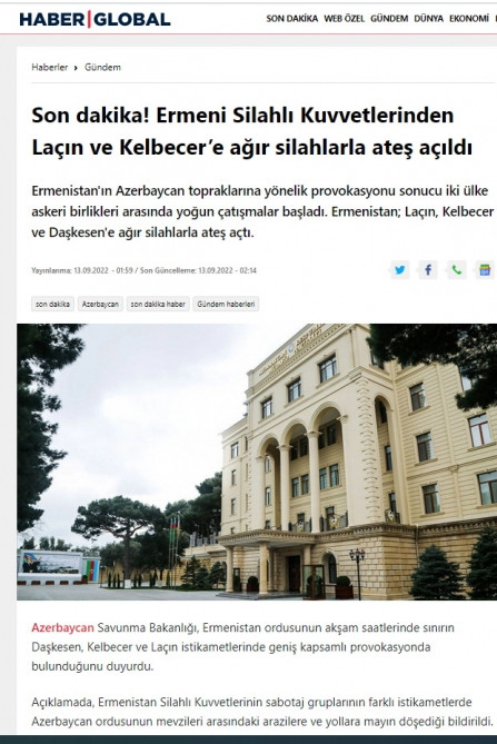 Türkiyə mediası: “Təxribat və itkilərə görə bütün məsuliyyət Ermənistanın hərbi-siyasi rəhbərliyinin üzərinə düşür”<font color=red> - FOTOLAR</font>