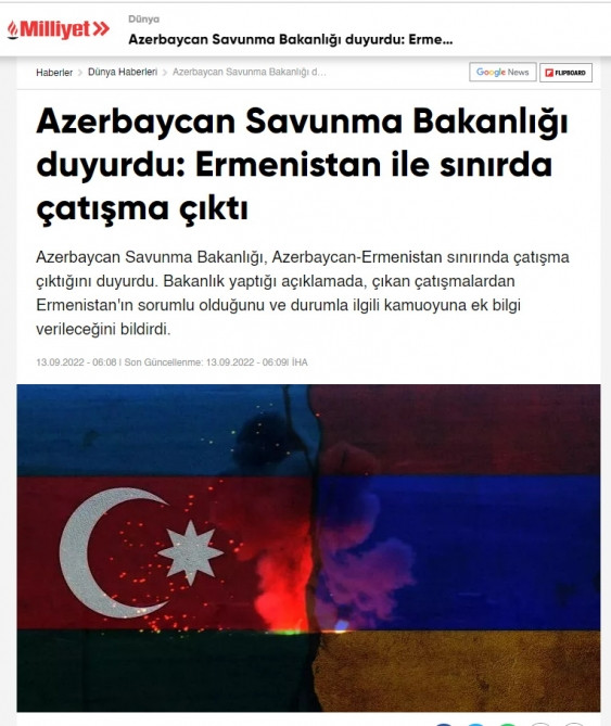 Türkiyə mediası: “Təxribat və itkilərə görə bütün məsuliyyət Ermənistanın hərbi-siyasi rəhbərliyinin üzərinə düşür”<font color=red> - FOTOLAR</font>
