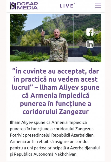 Moldova mətbuatı Prezident İlham Əliyevin Laçın şəhərinə səfərinə geniş yer ayırıb<font color=red> - FOTOLAR</font>