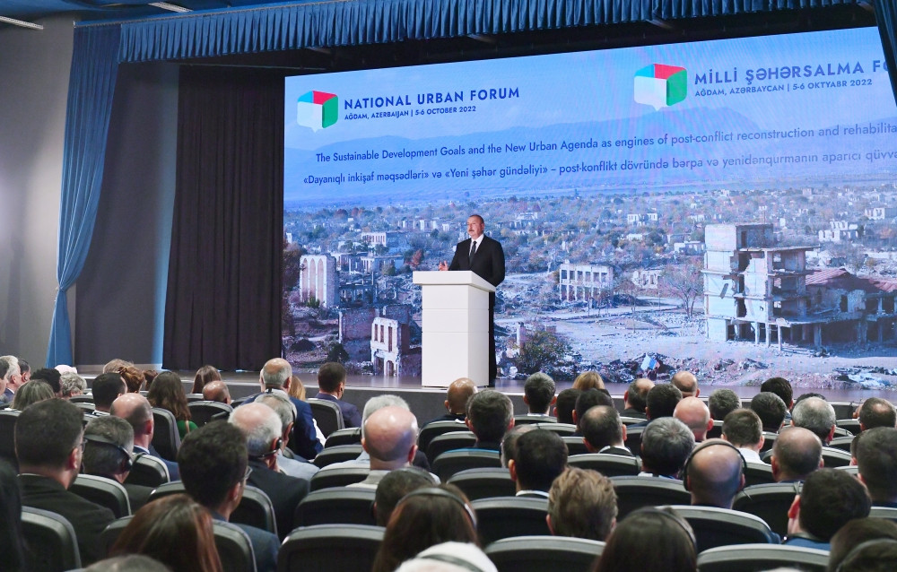 Ağdamda Azərbaycan Milli Şəhərsalma Forumu işə başlayıb Prezident İlham Əliyev və birinci xanım Mehriban Əliyeva Forumun açılış mərasimində iştirak ediblər<font color='red'> - YENİLƏNİB 3</font><font color=red> - FOTOLAR</font>