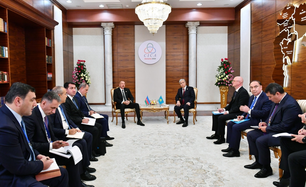 Astanada Azərbaycan Prezidenti İlham Əliyevin Qazaxıstan Prezidenti Kasım-Jomart Tokayev ilə görüşü olub<font color='red'> - YENİLƏNİB</font><font color=red> - FOTOLAR</font>