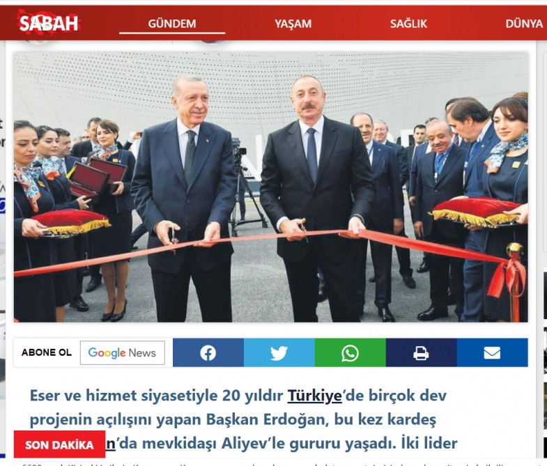 Türkiyə mediası: Prezident Rəcəb Tayyib Ərdoğan Zəngilan aeroportunun ilk rəsmi qonağı oldu<font color=red> - FOTOLAR</font>