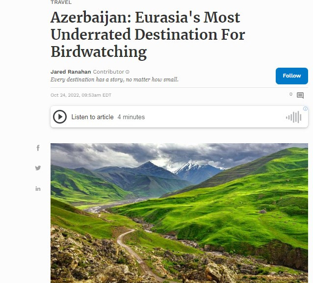 “Forbes”: Azərbaycan quşların inanılmaz müxtəlifliyinə malik ölkələrdəndir<font color=red> - FOTOLAR</font>