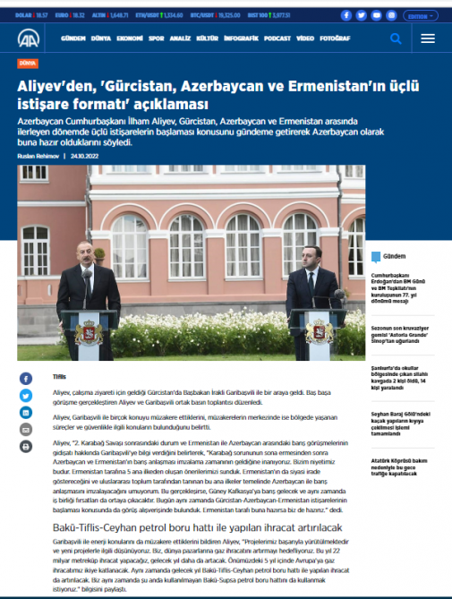 Türkiyə mediası: Prezident Əliyev Gürcüstan-Azərbaycan-Ermənistan üçtərəfli məsləhətləşmə formatı təklif edib<font color=red> - FOTOLAR</font>