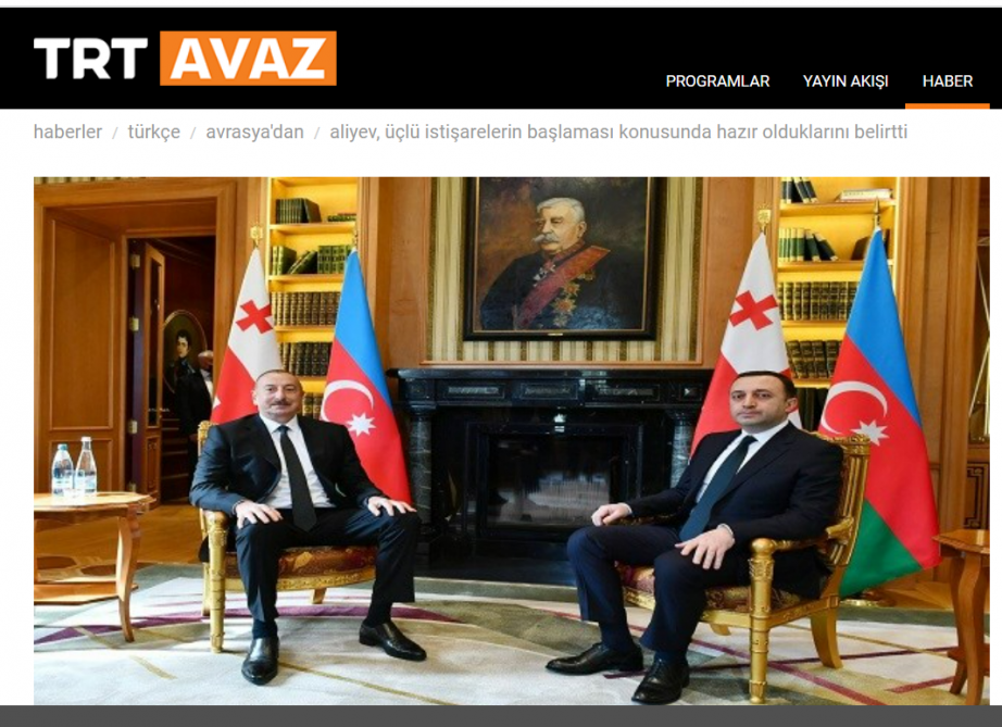Türkiyə mediası: Prezident Əliyev Gürcüstan-Azərbaycan-Ermənistan üçtərəfli məsləhətləşmə formatı təklif edib<font color=red> - FOTOLAR</font>