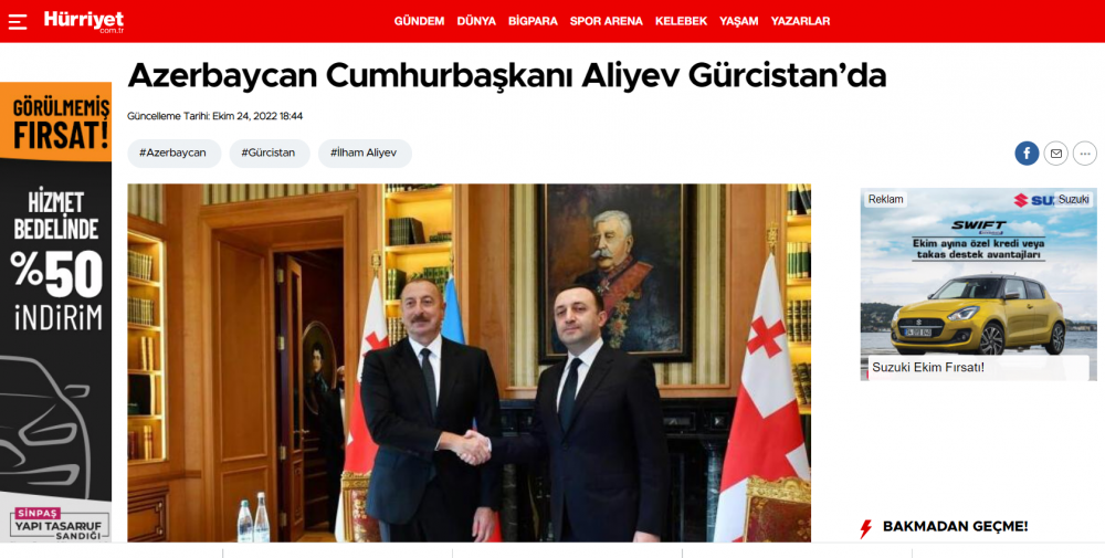 Türkiyə mediası: Prezident Əliyev Gürcüstan-Azərbaycan-Ermənistan üçtərəfli məsləhətləşmə formatı təklif edib<font color=red> - FOTOLAR</font>