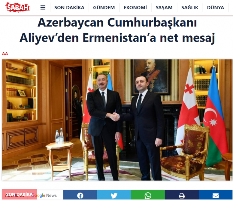 Türkiyə mediası: Prezident Əliyev Gürcüstan-Azərbaycan-Ermənistan üçtərəfli məsləhətləşmə formatı təklif edib<font color=red> - FOTOLAR</font>