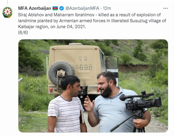 Azərbaycan XİN: "Ermənistanın təcavüzü nəticəsində 9 azərbaycanlı jurnalist şəhid olub"<font color=red> - FOTOLAR</font>