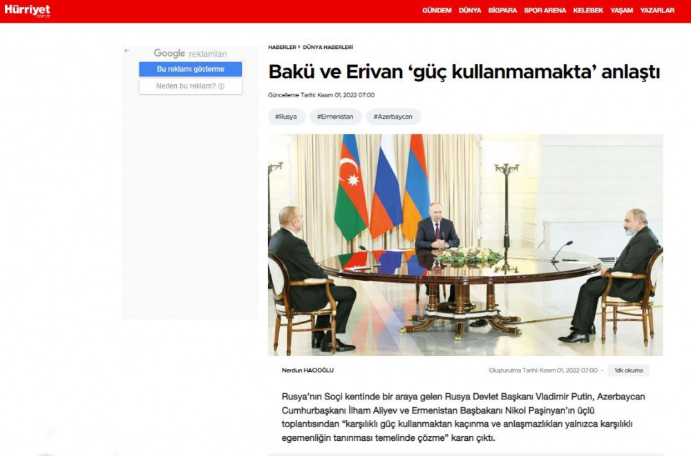 Türkiyə mediası Azərbaycan Prezidentinin Soçi səfərinin təfərrüatlarını geniş işıqlandırıb<font color=red> - FOTOLAR</font>