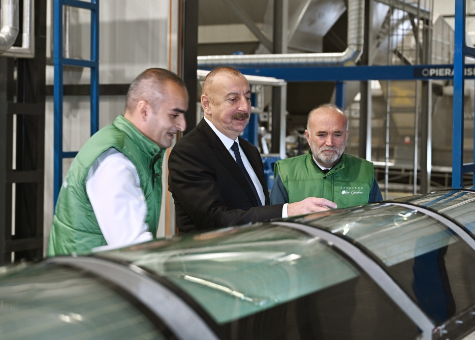Prezident İlham Əliyev Zirə qəsəbəsində zeytun yağı və süfrəlik zeytun məhsullarının emalı zavodunun açılışında iştirak edib<font color='red'> - YENİLƏNİB</font><font color=red> - FOTOLAR</font>