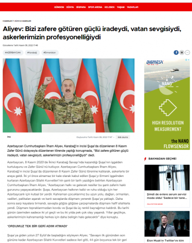 Türkiyə mediası 8 Noyabr-Zəfər Günü ilə bağlı Şuşada keçirilən tədbirə geniş yer ayırıb<font color=red> - FOTOLAR</font>