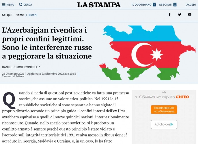 “Laçın yolunda etirazların səbəbi sülh müqaviləsinə qarşı çıxan ermənilərin gərginliyi artırmasıdır” - italiyalı professor<font color=red> - FOTOLAR</font>