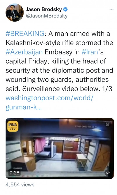 Amerikalı ekspert Azərbaycanın İrandakı səfirliyindəki kameralardan götürülən kadrlara diqqəti çəkib<font color=red> - FOTOLAR</font>