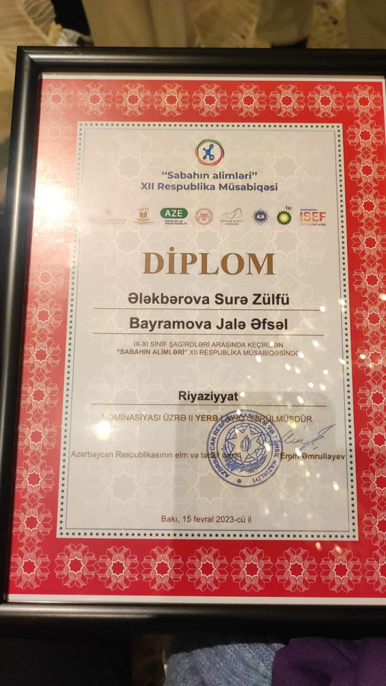 Naxçıvan məktəbliləri  “Sabahın alimləri”  XII  respublika  müsabiqəsində qalib olublar<font color=red> - FOTOLAR</font>