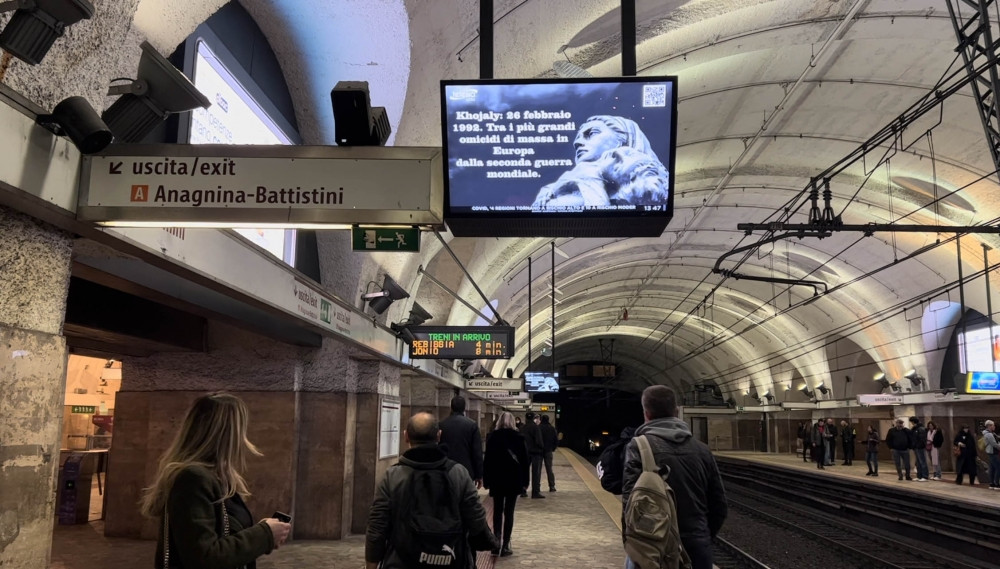 Roma metrosunda Xocalı soyqırımı ilə bağlı məlumatlandırıcı videoçarx yayımlanır<font color=red> - FOTOLAR</font>