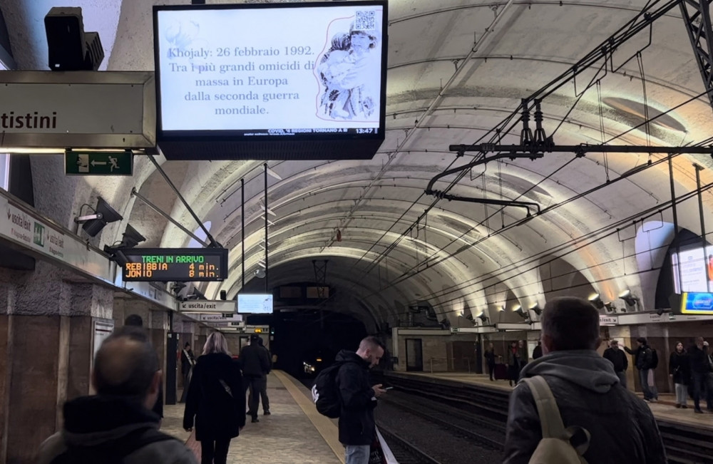 Roma metrosunda Xocalı soyqırımı ilə bağlı məlumatlandırıcı videoçarx yayımlanır<font color=red> - FOTOLAR</font>