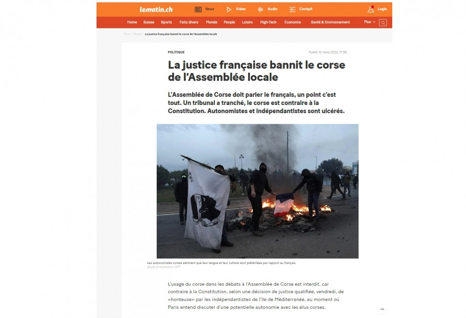 Korsika parlamentində yerli dilin qadağan edilməsi dünya mediasında böyük əks-səda doğurub<font color=red> - FOTOLAR</font>