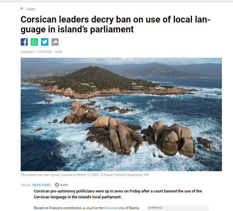 Korsika parlamentində yerli dilin qadağan edilməsi dünya mediasında böyük əks-səda doğurub<font color=red> - FOTOLAR</font>