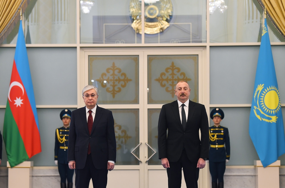 Azərbaycan Prezidenti İlham Əliyevin Astanada rəsmi qarşılanma mərasimi olub<font color=red> - FOTOLAR</font>