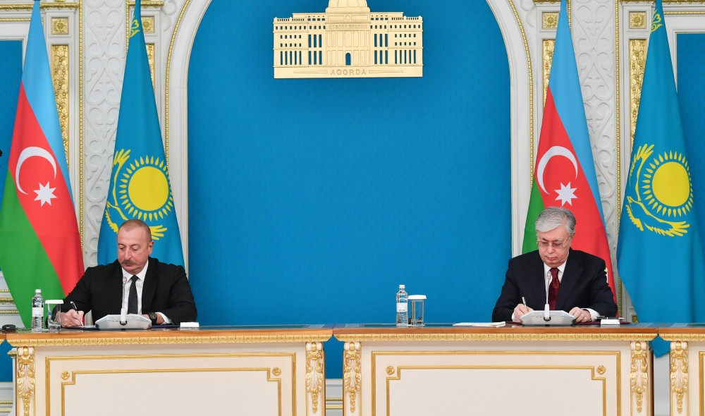 Azərbaycan-Qazaxıstan sənədləri imzalanıb<font color='red'> - YENİLƏNİB</font><font color=red> - FOTOLAR</font>