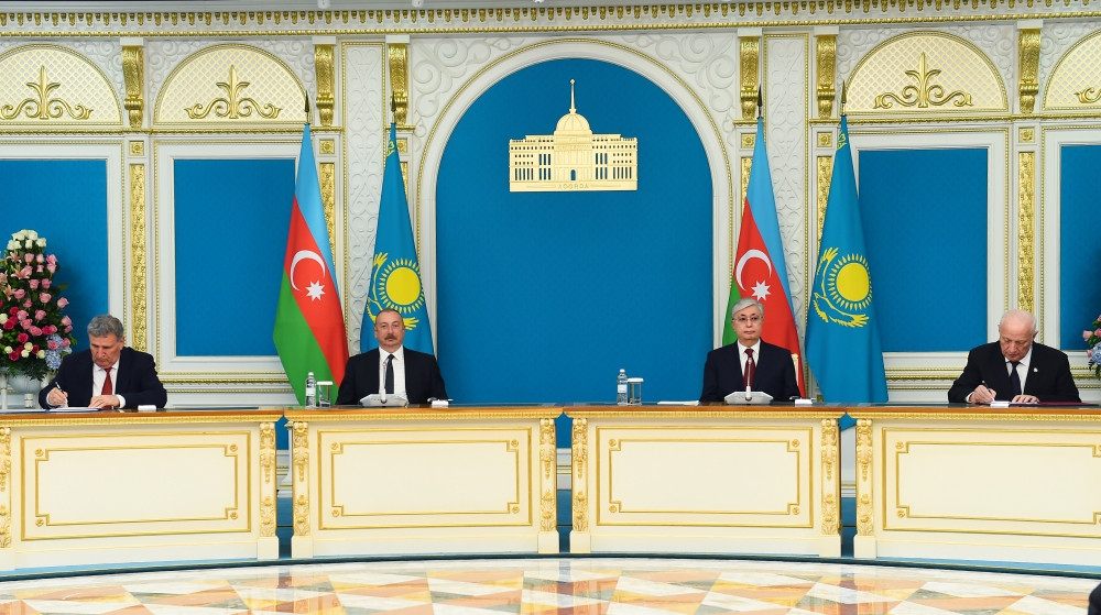 Azərbaycan-Qazaxıstan sənədləri imzalanıb<font color='red'> - YENİLƏNİB</font><font color=red> - FOTOLAR</font>