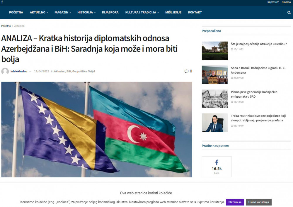 Bosniya və Herseqovina KİV-ləri Prezident İlham Əliyevin bu ölkəyə səfəri ərəfəsində Azərbaycanla bağlı silsilə məqalələr yayımlayıb<font color=red> - FOTOLAR</font>