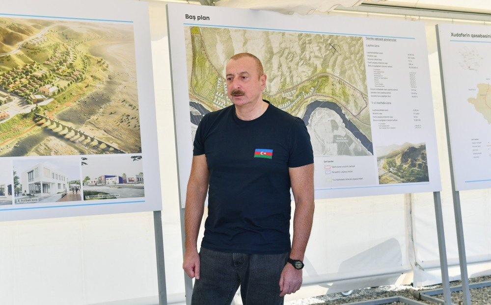 Cəbrayıl rayonunda Xudafərin qəsəbəsinin təməli qoyulub<font color=red> - FOTOLAR</font>