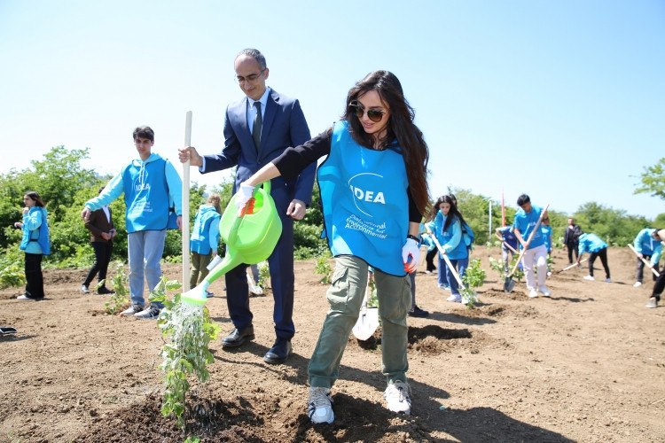 Leyla Əliyeva Ulu Öndərin 100 illiyinə həsr edilən ekoloji aksiyalarda iştirak edib<font color=red> - FOTOLAR</font>
