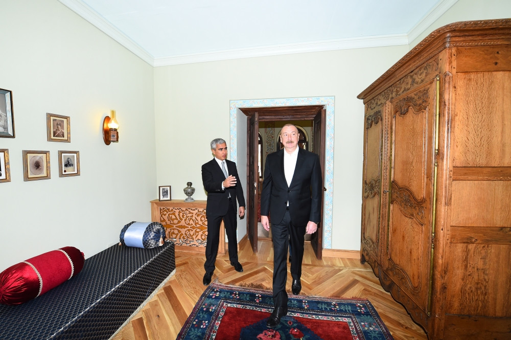 Prezidenti İlham Əliyev və birinci xanım Mehriban Əliyeva Şuşada Mehmandarovların malikanə kompleksinin açılışında iştirak ediblər<font color=red> - FOTOLAR</font>