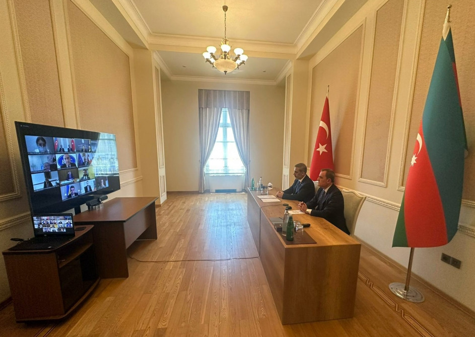 Ceyhun Bayramov Hakan Fidanla birlikdə QDİƏT XİN Şurasının videokonfrans formatında iclasında iştirak edib<font color=red> - FOTOLAR</font>