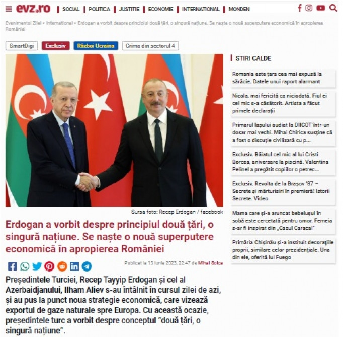 Türkiyə Prezidentinin Bakıya səfəri Rumıniya mətbuatı tərəfindən geniş işıqlandırılıb<font color=red> - FOTOLAR</font>