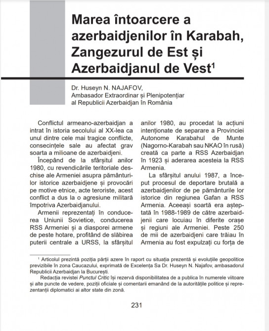  Rumıniyada azərbaycanlıların əzəli torpaqlarına qayıdışına dair məqalə işıq üzü görüb<font color=red> - FOTOLAR</font>