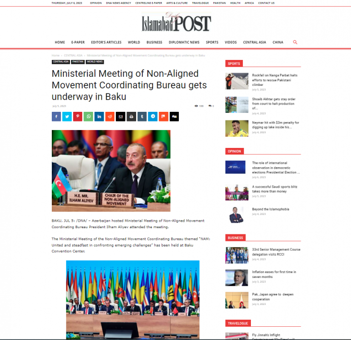 Prezident İlham Əliyevin QH Əlaqələndirmə Bürosunun nazirlər görüşündəki çıxışı ərəb mediasının diqqət mərkəzində olub<font color=red> - FOTOLAR</font>