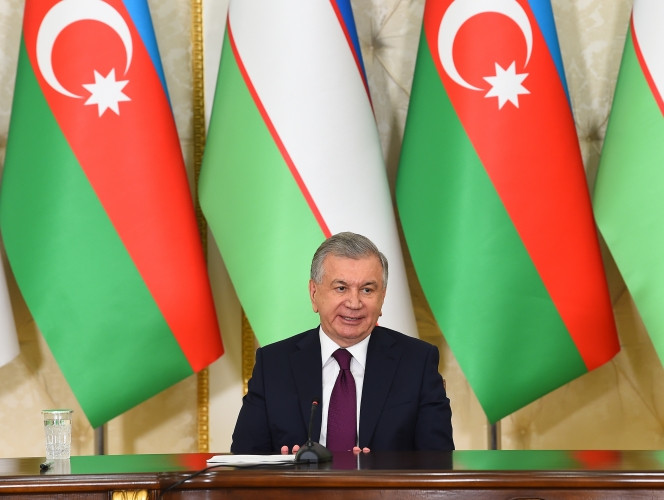 Azərbaycan və Özbəkistan prezidentləri mətbuata bəyanatlarla çıxış ediblər<font color='red'> - YENİLƏNİB</font><font color=red> - FOTOLAR</font>