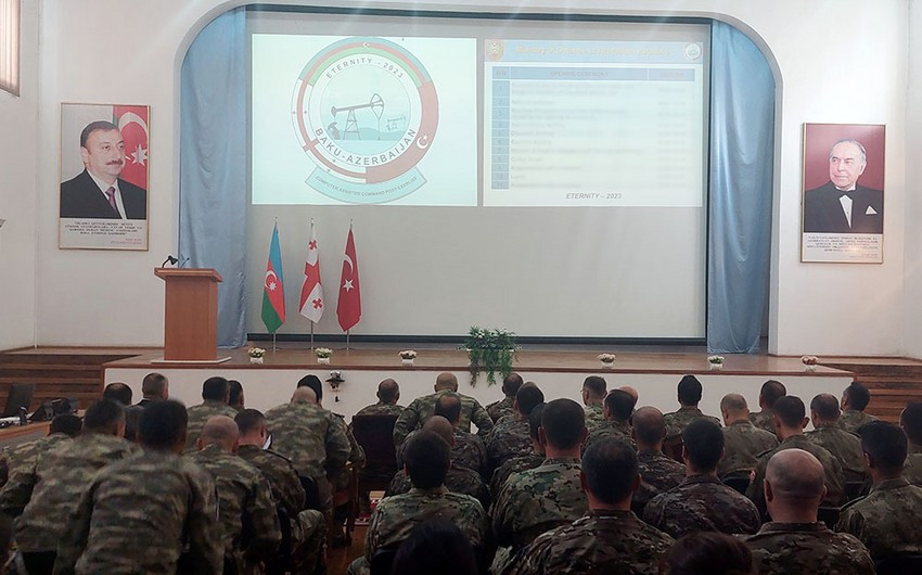 Bakıda Azərbaycan, Türkiyə və Gürcüstan hərbçilərinin “Eternity-2023” qərargah təlimi keçirilir<font color=red> - FOTOLAR</font>