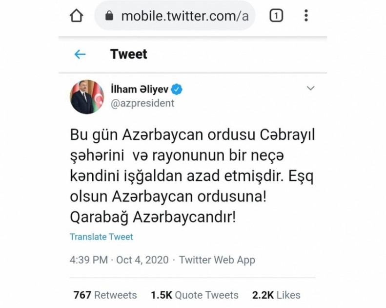 Vətən müharibəsinin xronikası: 4 oktyabr<font color=red> - FOTOLAR</font>