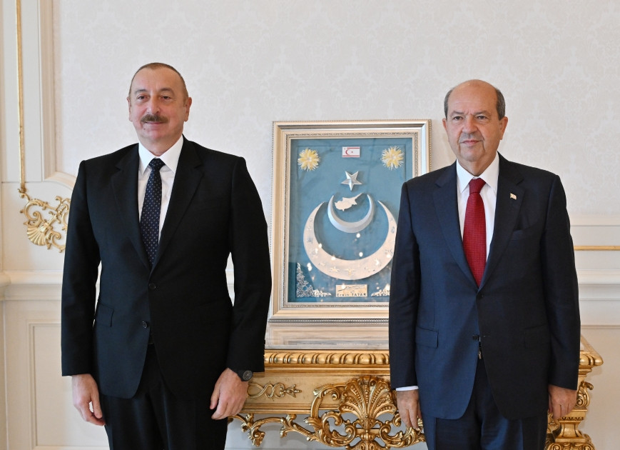 Azərbaycan Prezidenti İlham Əliyev Şimali Kipr Türk Cümhuriyyətinin Prezidenti Ersin Tatarı qəbul edib<font color=red> - FOTOLAR</font>