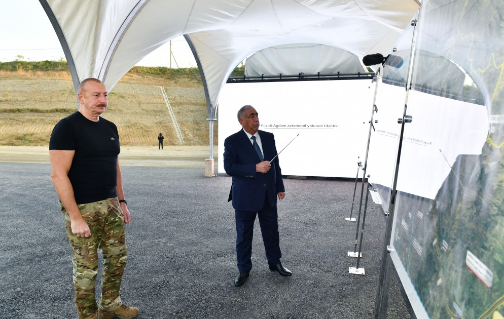 Ağdam-Füzuli avtomobil yolunun tikintisi ilə tanışlıq<font color='red'> - YENİLƏNİB</font><font color=red> - FOTOLAR</font>
