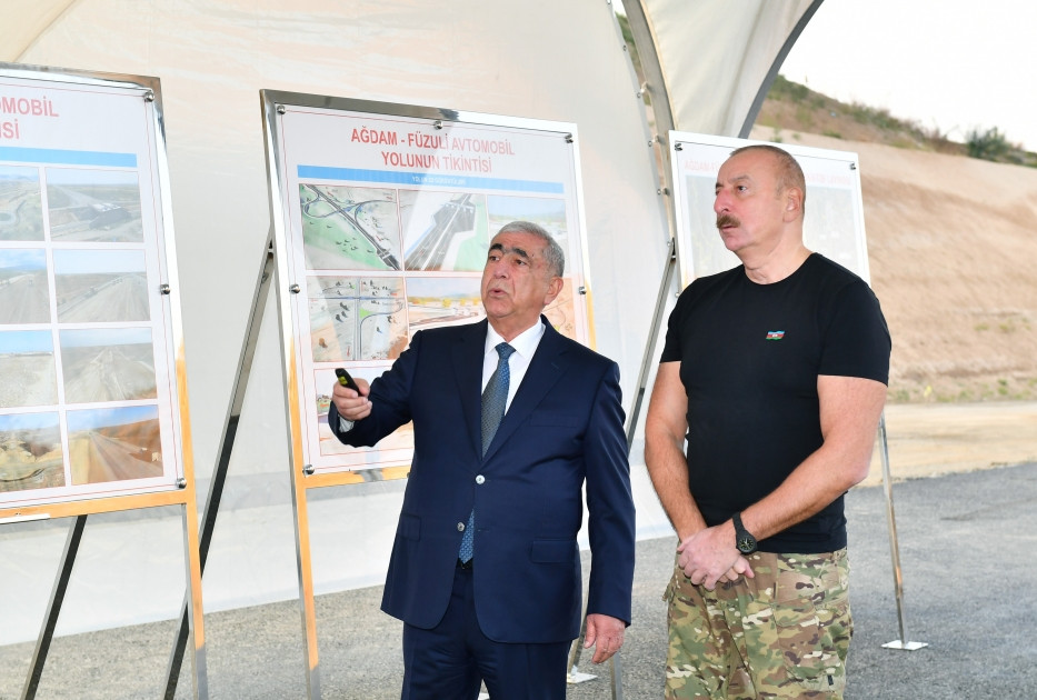 Ağdam-Füzuli avtomobil yolunun tikintisi ilə tanışlıq<font color='red'> - YENİLƏNİB</font><font color=red> - FOTOLAR</font>