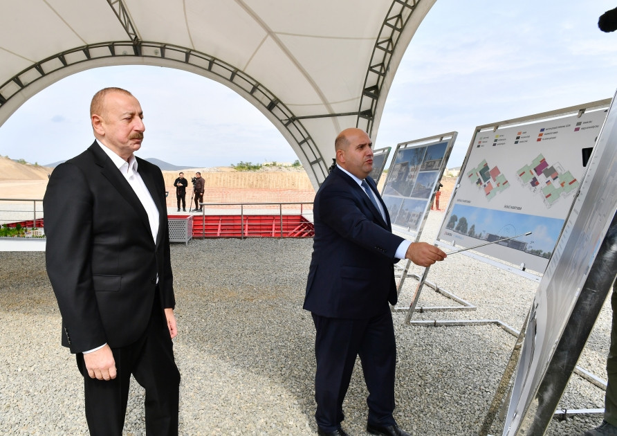 Füzuli şəhərində 240 yerlik uşaq bağçasının təməli qoyulub<font color=red> - FOTOLAR</font>