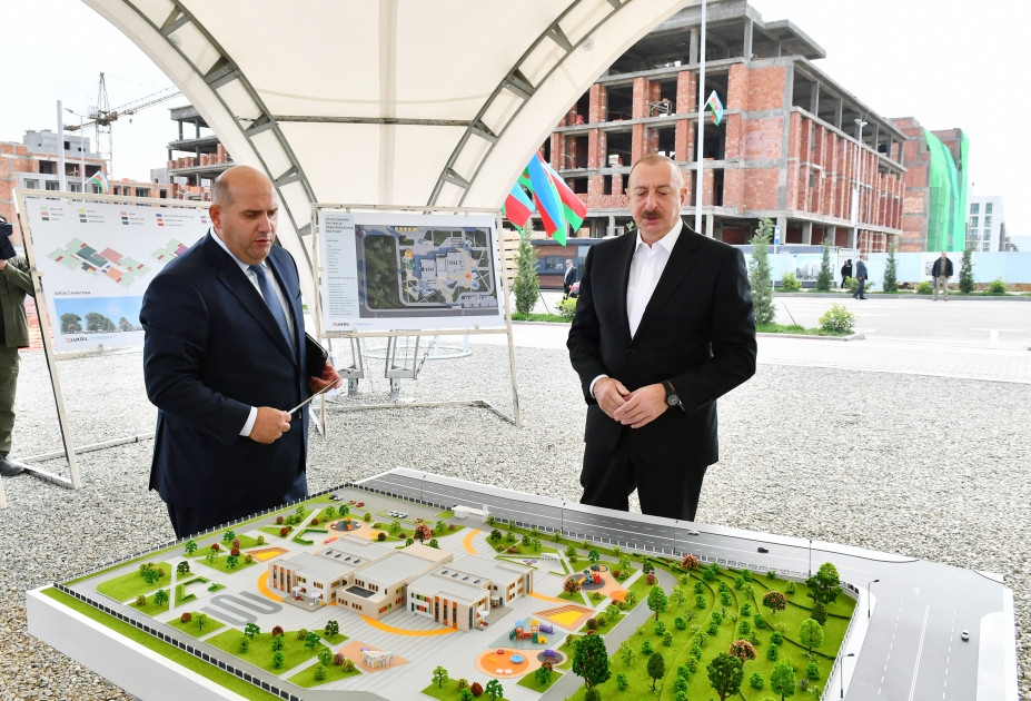 Füzuli şəhərində 240 yerlik uşaq bağçasının təməli qoyulub<font color=red> - FOTOLAR</font>