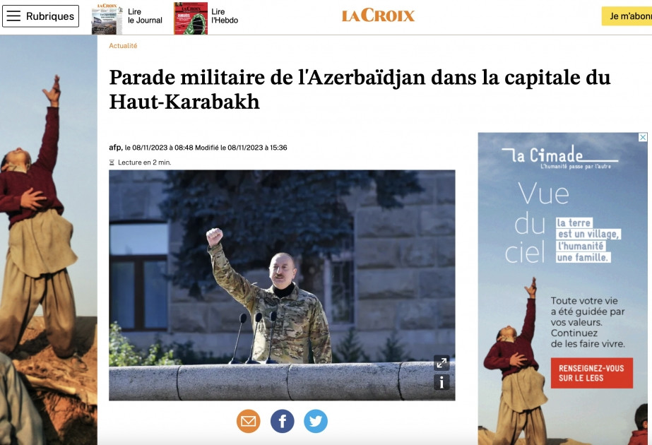 Vətən müharibəsində əldə edilən Zəfərin üçüncü ildönümünə həsr olunan hərbi parad beynəlxalq mətbuatın diqqətindədir<font color=red> - FOTOLAR</font>