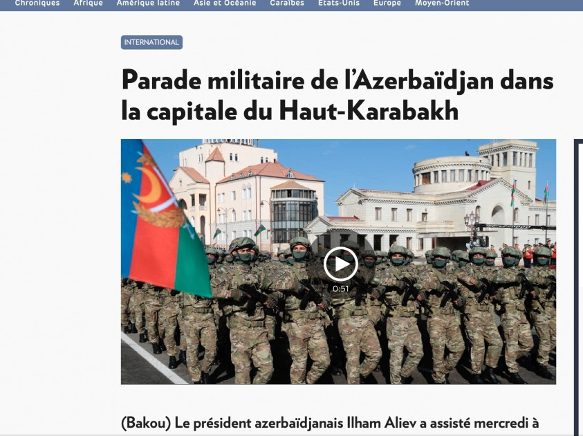 Vətən müharibəsində əldə edilən Zəfərin üçüncü ildönümünə həsr olunan hərbi parad beynəlxalq mətbuatın diqqətindədir<font color=red> - FOTOLAR</font>