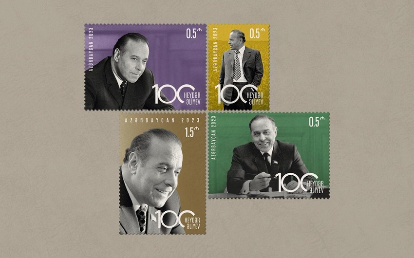 Heydər Əliyevin 100 illik yubilieyinə həsr olunmuş poçt markaları buraxılıb<font color=red> - FOTOLAR</font>