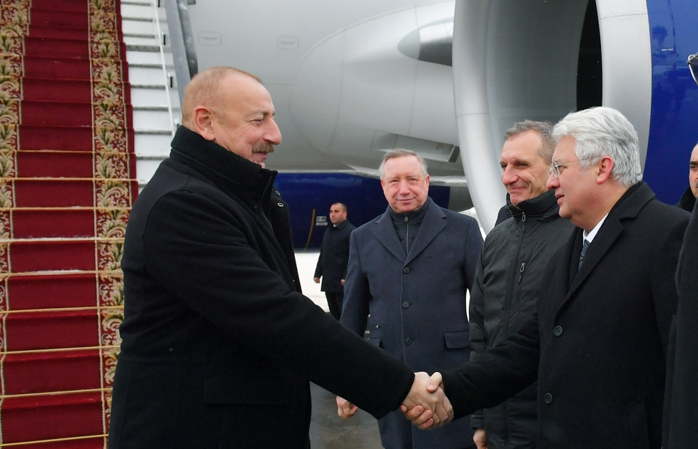 Azərbaycan Prezidenti İlham Əliyev Rusiyanın Sankt-Peterburq şəhərinə işgüzar səfərə gedib<font color=red> - FOTOLAR</font>