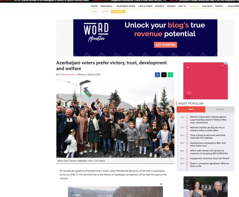 Dünya mediası Azərbaycanda növbədənkənar prezident seçkilərinə hazırlıq prosesindən yazıb<font color=red> - FOTOLAR</font>